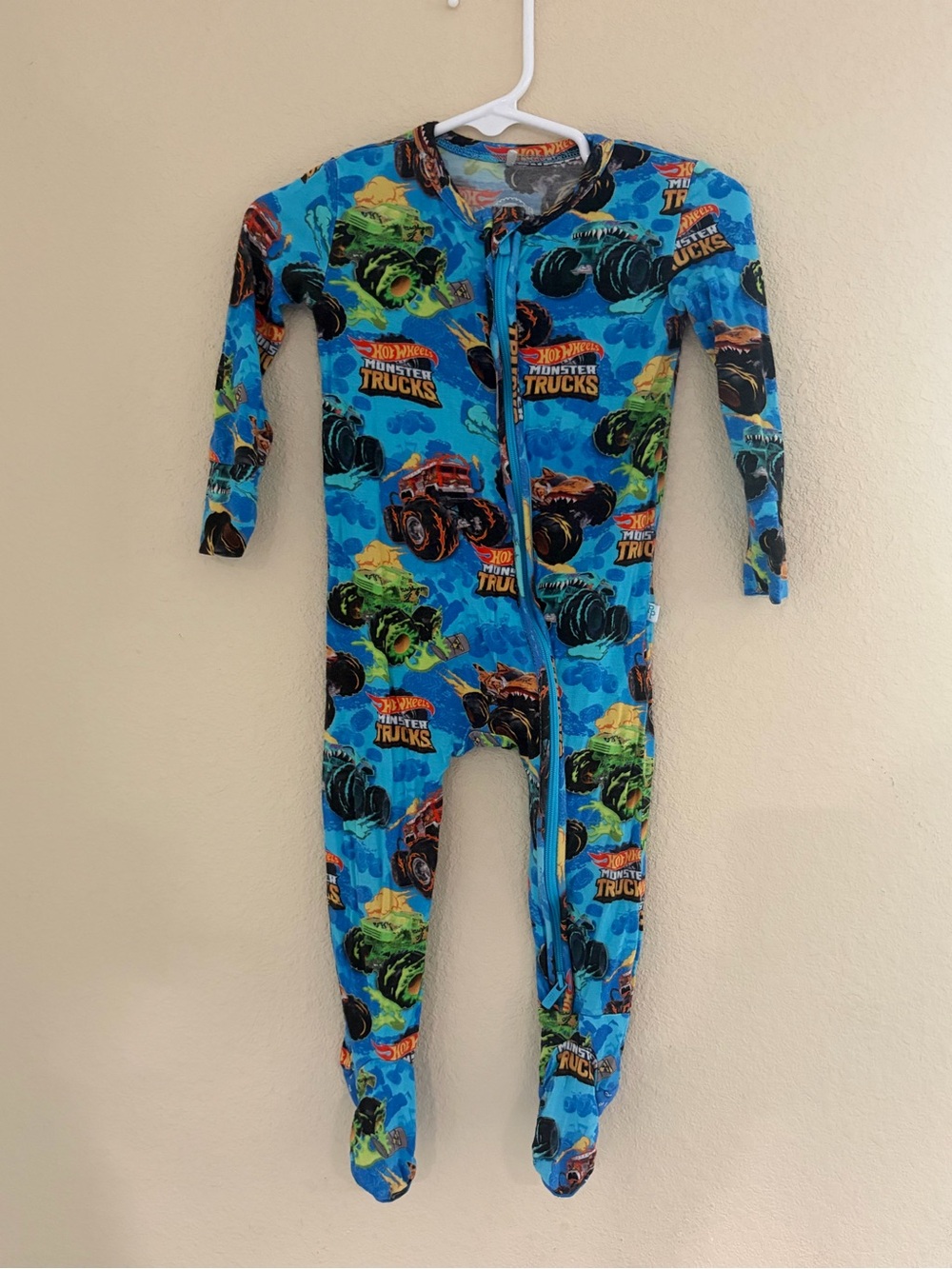 Posh Peanut Blue Monster Truck Footed One-Piece